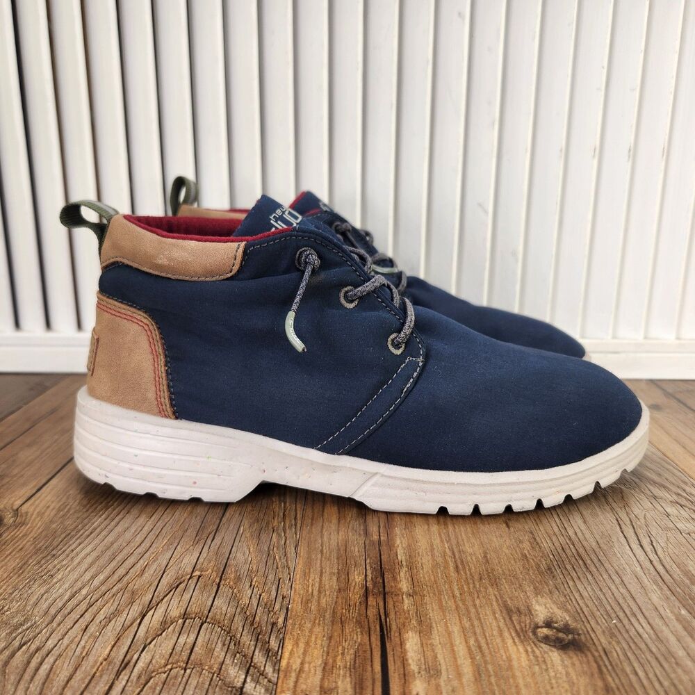 Hey Dude Spencer Youth Eco Boots Womens 7 Youth 6 Navy Blue Pull On Ankle Shoes